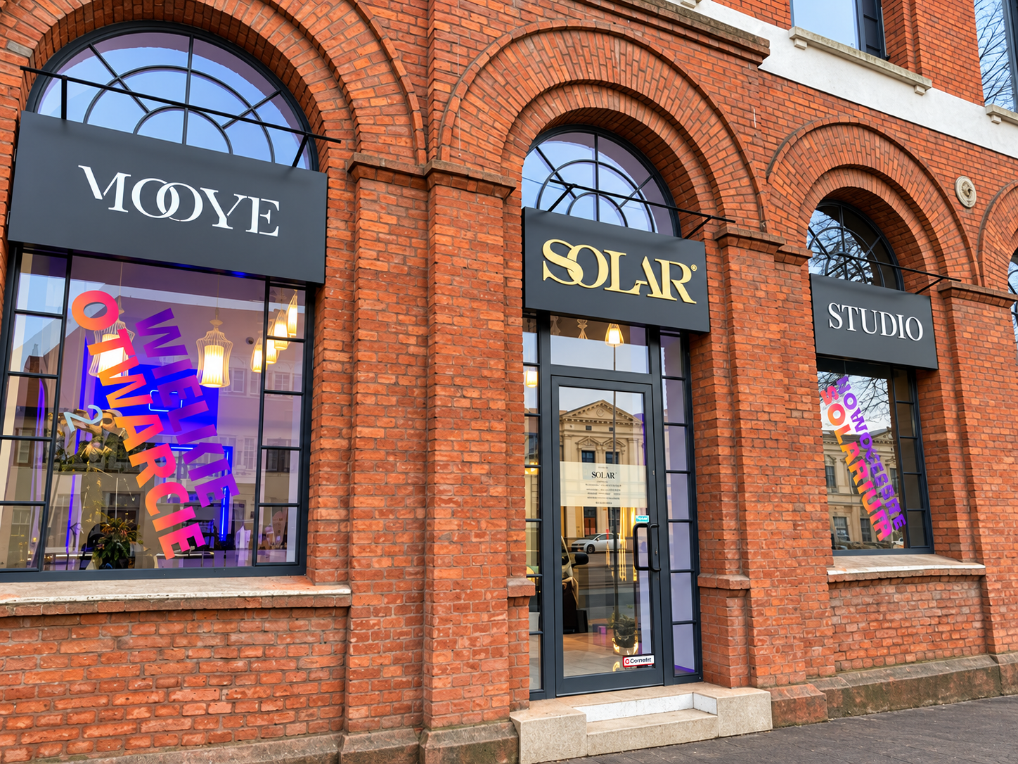 Odświeżona ceglana witryna MOΟYE Solar Studio